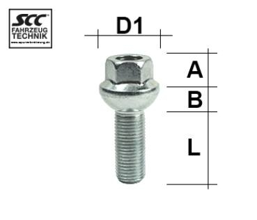 Image for Hjulbolt  - Kulehode - M14x1,5 - 34 mm