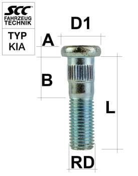 Stud bolt - Studs - M12x1,5 - 43 mm