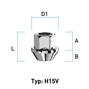 Hjulmutter  - 60° Kon - M12x1,25 - 23 mm