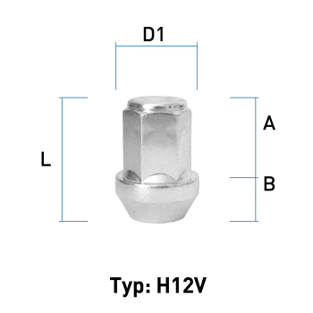 Hjulmutter - 60° Kon - M12x1,5 - 34 mm