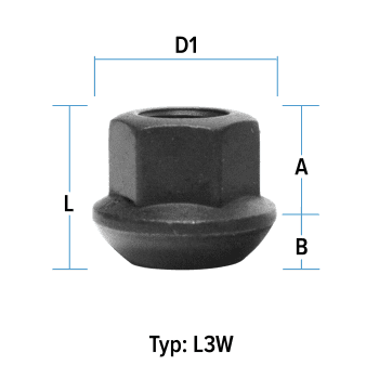 Hjulmutter - Kulehode - M12x1,5 - 20 mm