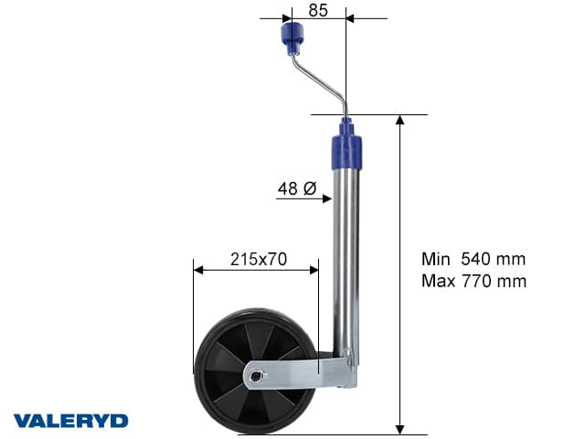 STØTTEHJUL Ø48MM 220X70 PLAST